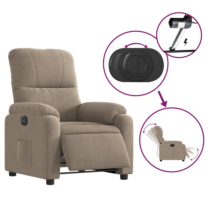 Fotoliu rabatabil electric, gri taupe, microfibră - WALTI WALTI