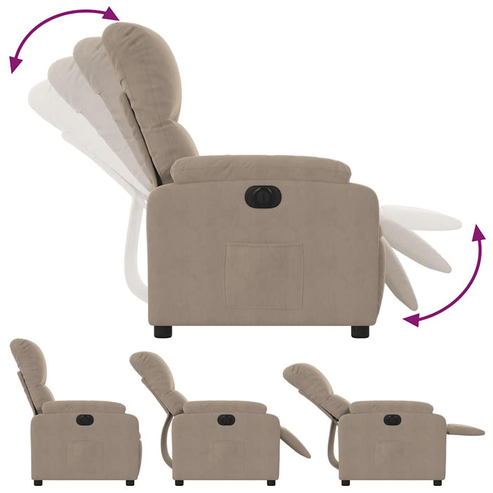 Fotoliu rabatabil electric, gri taupe, microfibră - WALTI WALTI