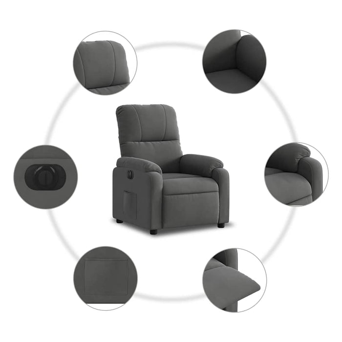 Fotoliu rabatabil electric, gri deschis, microfibră - WALTI WALTI