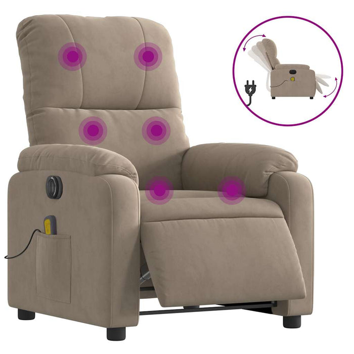 Fotoliu de masaj rabatabil electric, gri taupe, microfibră - WALTI WALTI