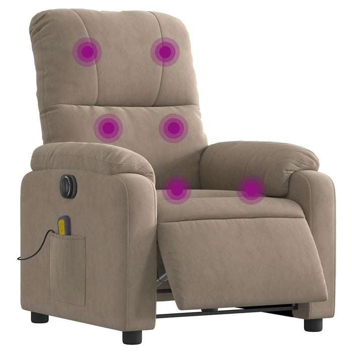 Fotoliu de masaj rabatabil electric, gri taupe, microfibră - WALTI WALTI