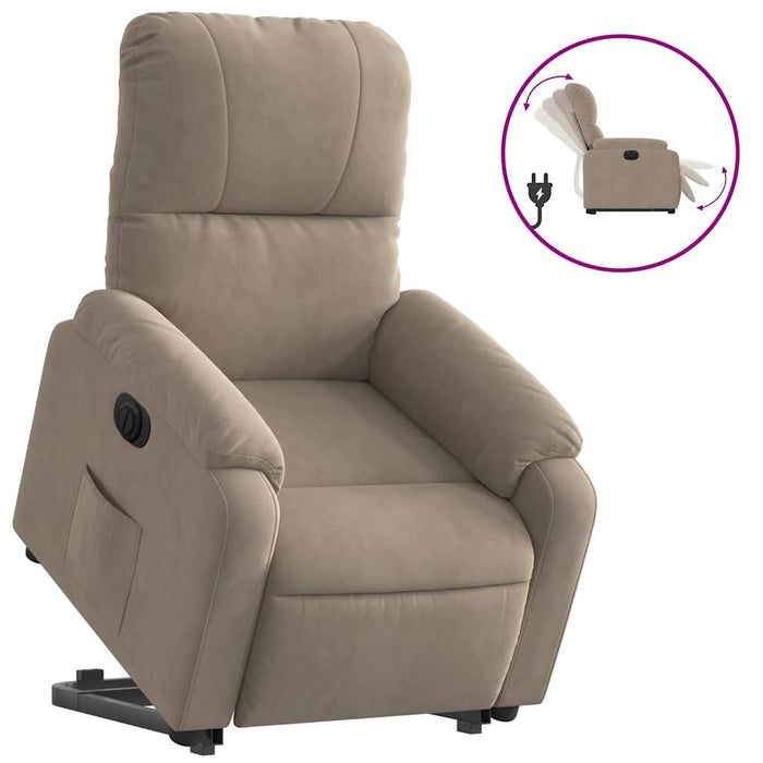 Fotoliu rabatabil electric cu ridicare, gri taupe, microfibră - WALTI WALTI