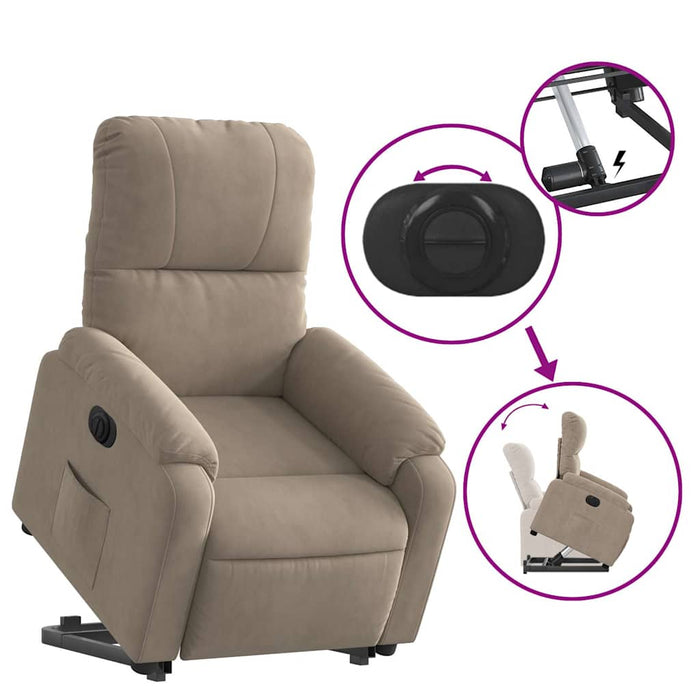 Fotoliu rabatabil electric cu ridicare, gri taupe, microfibră - WALTI WALTI
