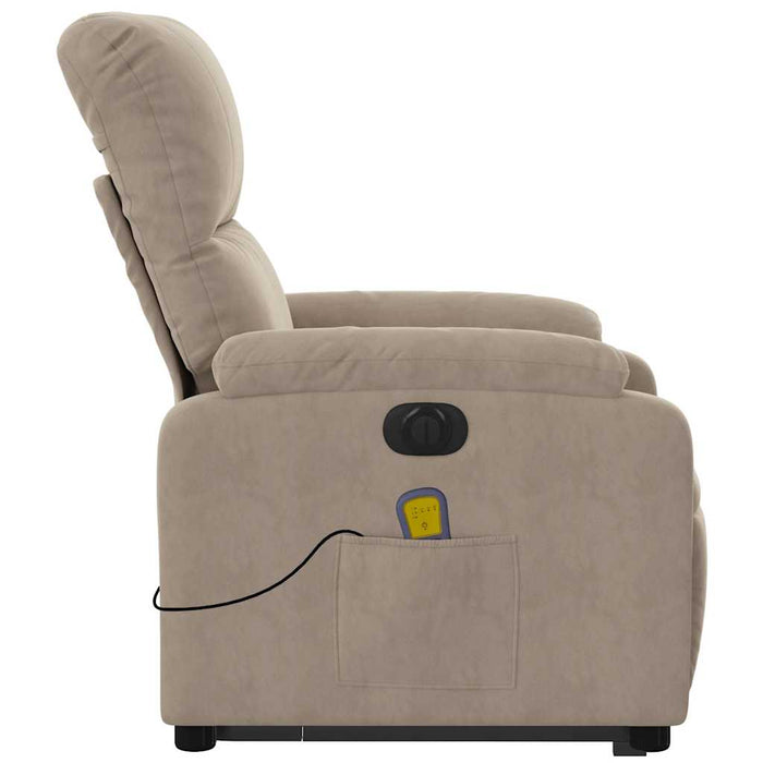 Fotoliu masaj rabatabil electric cu ridicare, taupe, microfibră - WALTI WALTI