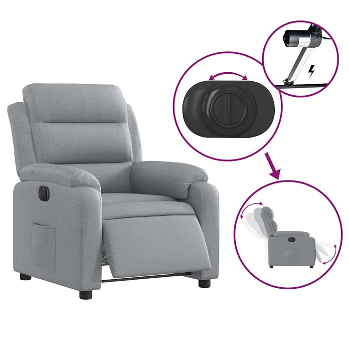 Fotoliu rabatabil electric, gri deschis, textil - WALTI WALTI