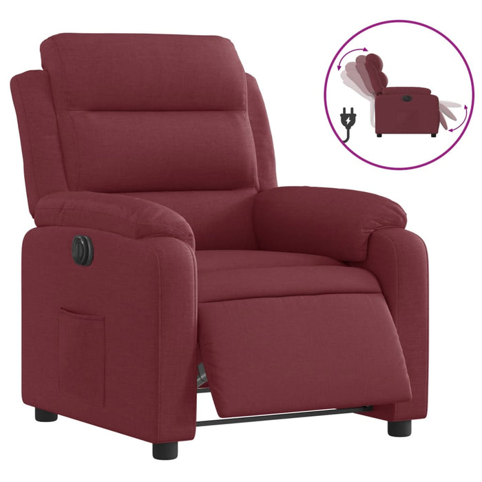Fotoliu rabatabil electric, roșu vin, material textil WALTI