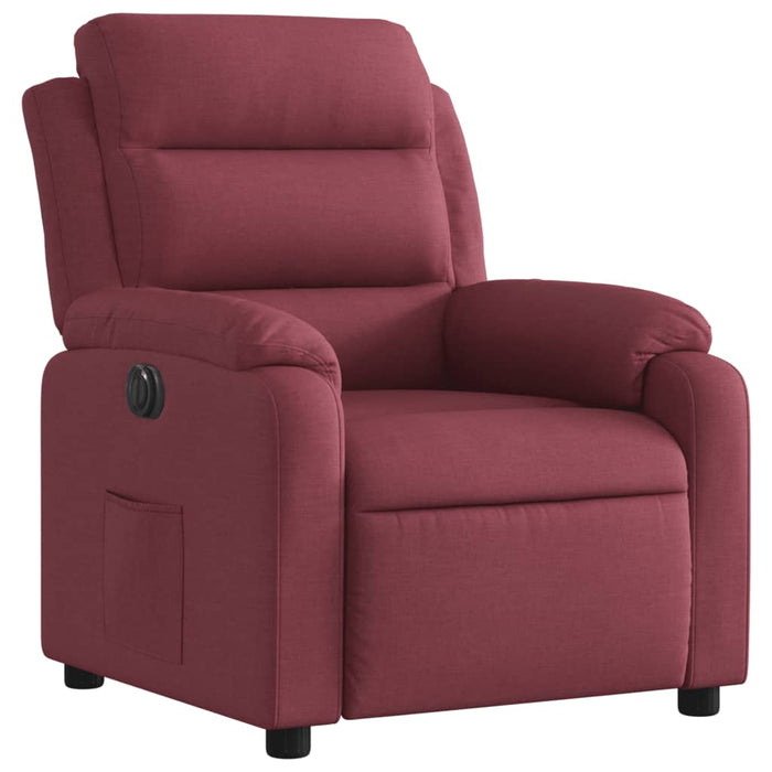 Fotoliu rabatabil electric, roșu vin, material textil WALTI