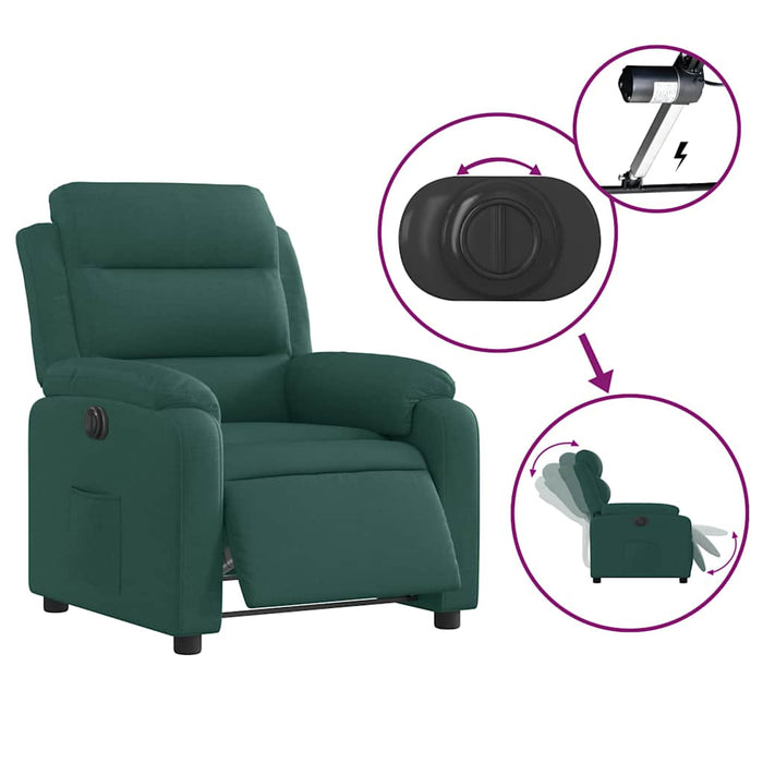 Fotoliu rabatabil electric, verde închis, material textil - WALTI WALTI