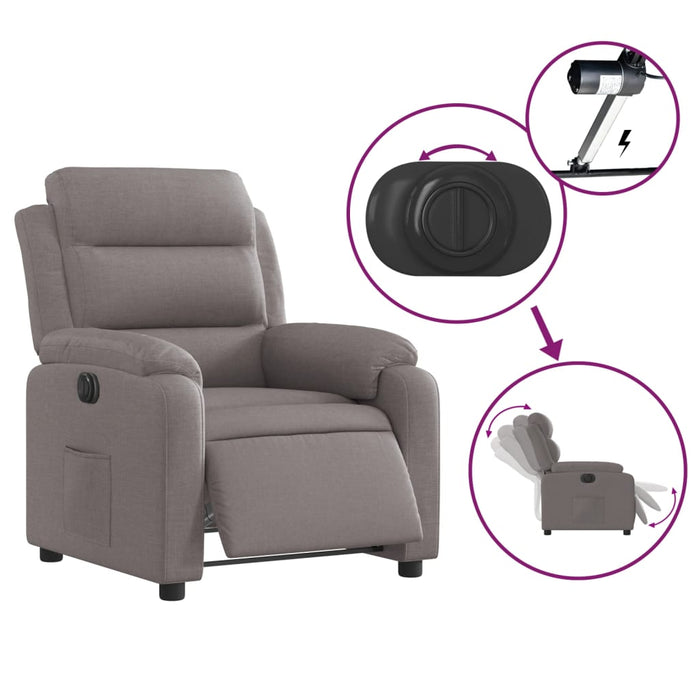 Fotoliu rabatabil electric, gri taupe, material textil - WALTI WALTI