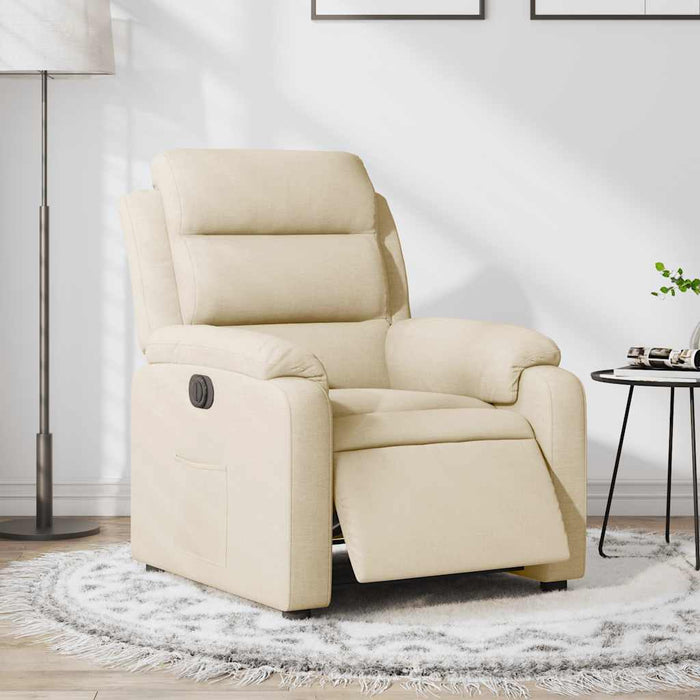 Fotoliu rabatabil electric, crem, material textil - WALTI WALTI