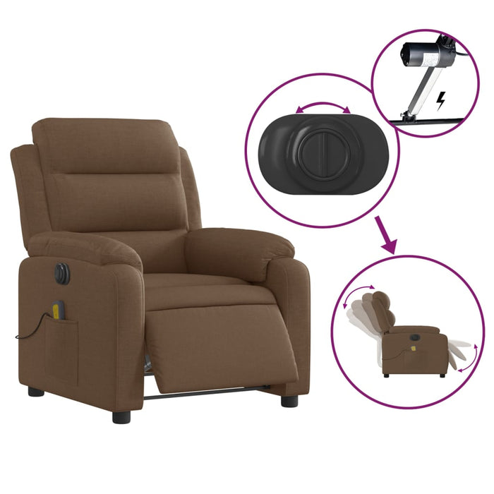 Fotoliu electric de masaj rabatabil, maro, textil - WALTI WALTI