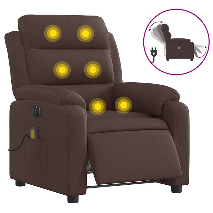 Fotoliu electric de masaj rabatabil, maro închis, textil WALTI