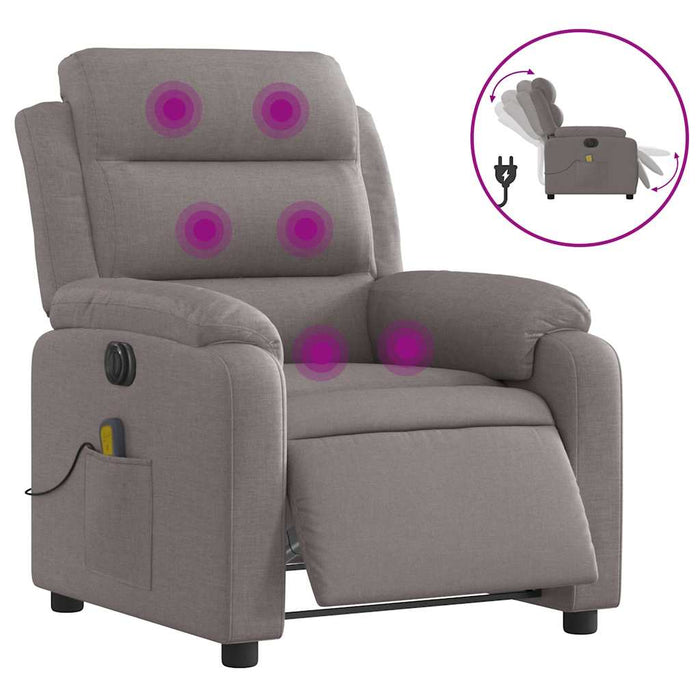 Fotoliu electric de masaj rabatabil, gri taupe, textil - WALTI WALTI