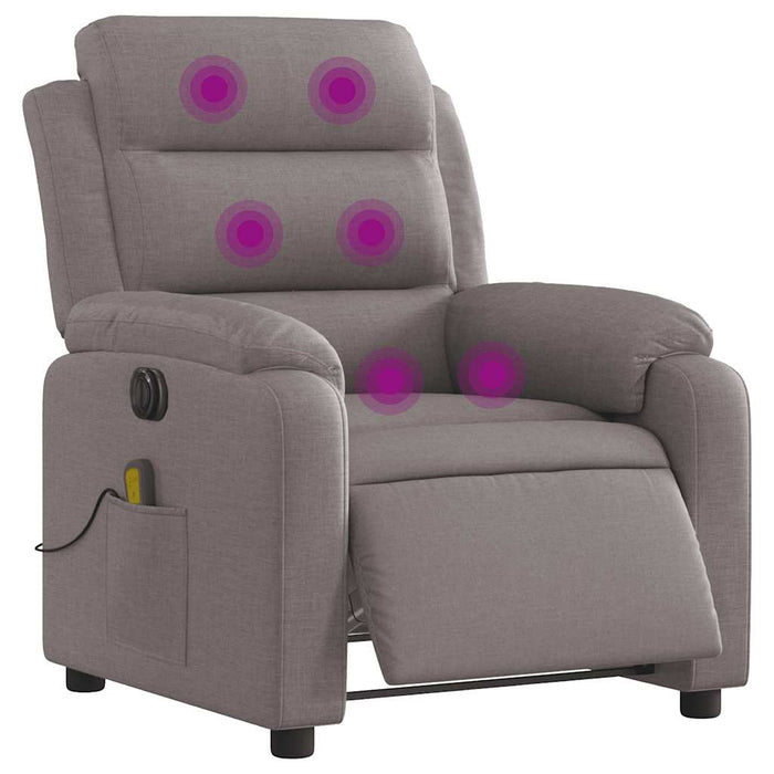 Fotoliu electric de masaj rabatabil, gri taupe, textil - WALTI WALTI