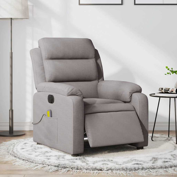 Fotoliu electric de masaj rabatabil, gri taupe, textil - WALTI WALTI