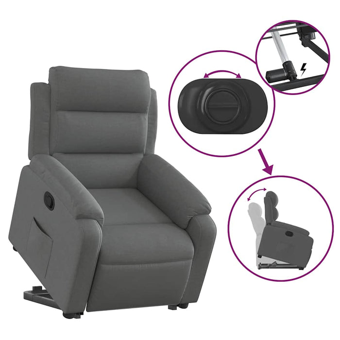 Fotoliu rabatabil cu ridicare pe verticală, gri închis, textil - WALTI WALTI