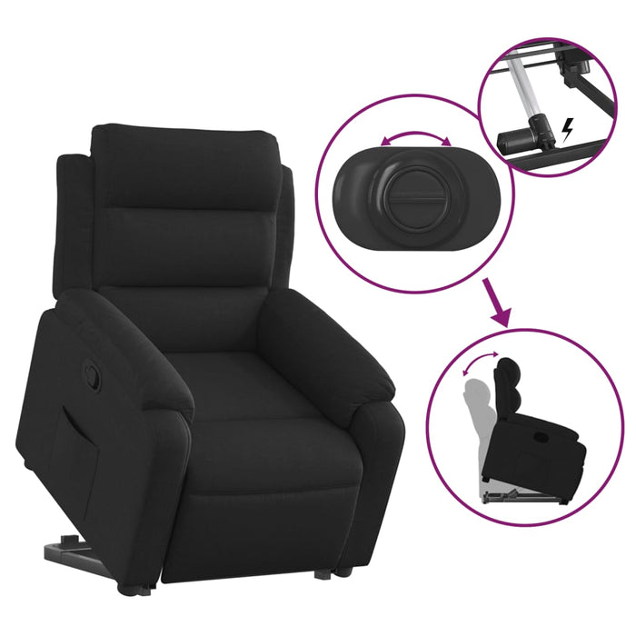 Fotoliu rabatabil cu ridicare pe verticală, negru, textil - WALTI WALTI