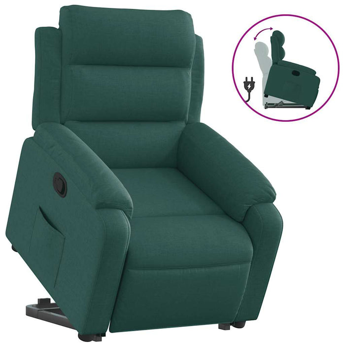 Fotoliu rabatabil ridicare pe verticală, verde închis, textil - WALTI WALTI
