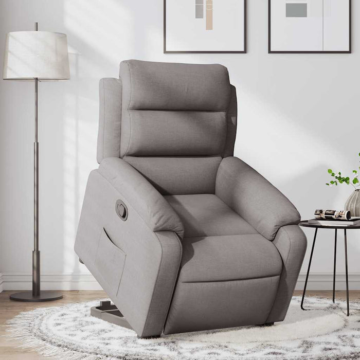 Fotoliu rabatabil cu ridicare pe verticală, gri taupe, textil WALTI