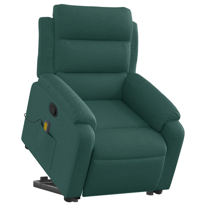 Fotoliu rabatabil de masaj, cu ridicare, verde închis, textil WALTI