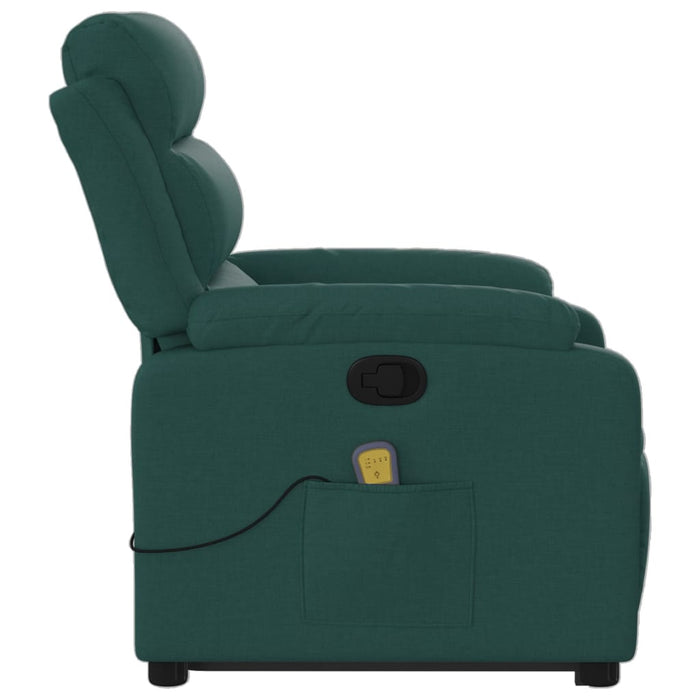 Fotoliu rabatabil de masaj, cu ridicare, verde închis, textil WALTI