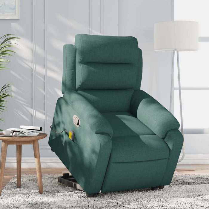 Fotoliu rabatabil de masaj, cu ridicare, verde închis, textil WALTI