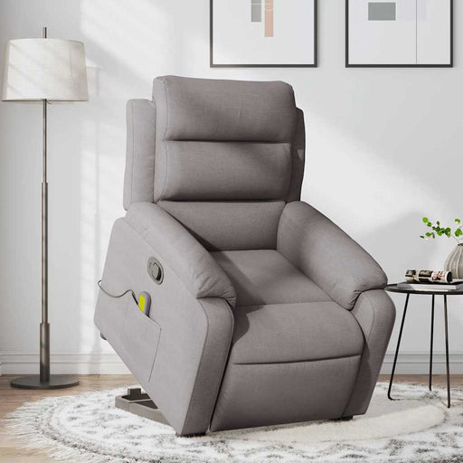 Fotoliu rabatabil de masaj cu ridicare, gri taupe, textil - WALTI WALTI