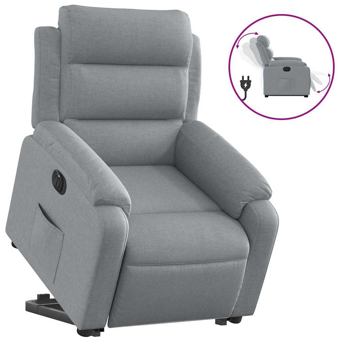 Fotoliu electric rabatabil cu ridicare, gri deschis, textil - WALTI WALTI