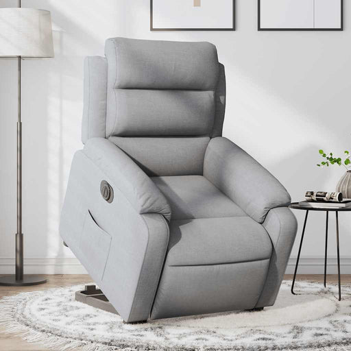 Fotoliu electric rabatabil cu ridicare, gri deschis, textil - WALTI WALTI