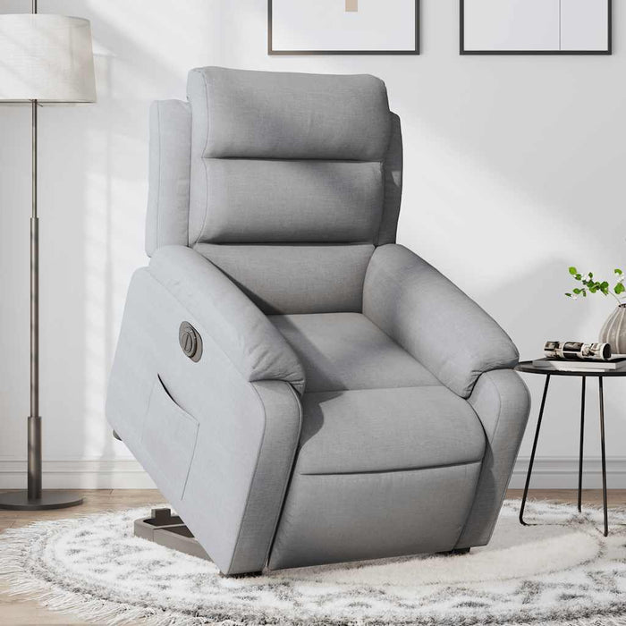 Fotoliu electric rabatabil cu ridicare, gri deschis, textil - WALTI WALTI