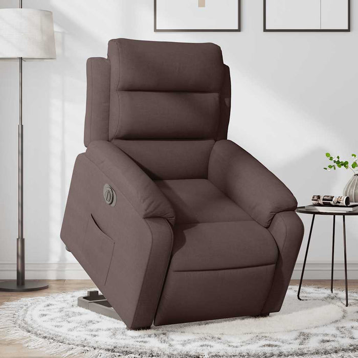 Fotoliu electric rabatabil cu ridicare, maro închis, textil - WALTI WALTI