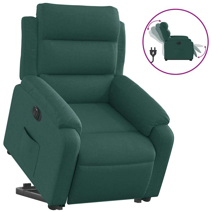 Fotoliu electric rabatabil cu ridicare, verde închis, textil - WALTI WALTI