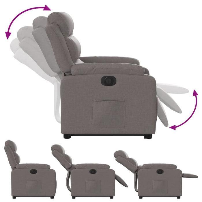 Fotoliu electric rabatabil cu ridicare, gri taupe, textil - WALTI WALTI