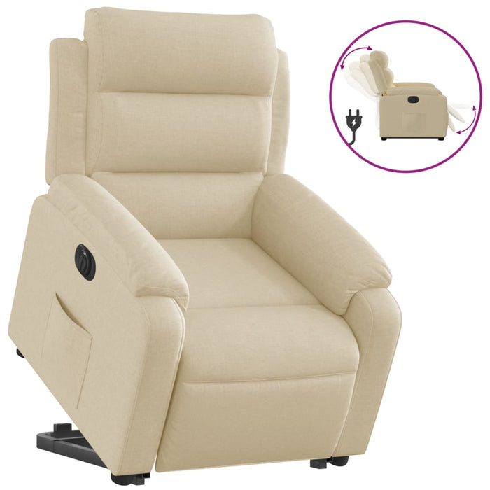 Fotoliu electric rabatabil cu ridicare, crem, textil - WALTI WALTI