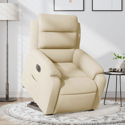 Fotoliu electric rabatabil cu ridicare, crem, textil - WALTI WALTI