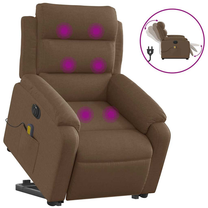 Fotoliu electric de masaj rabatabil cu ridicare, maro, textil - WALTI WALTI
