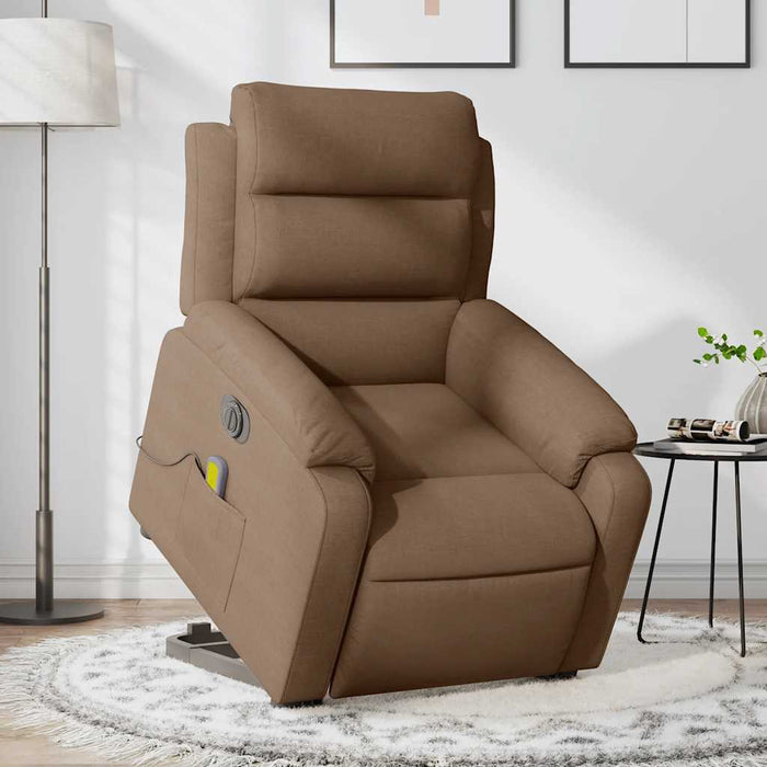 Fotoliu electric de masaj rabatabil cu ridicare, maro, textil - WALTI WALTI