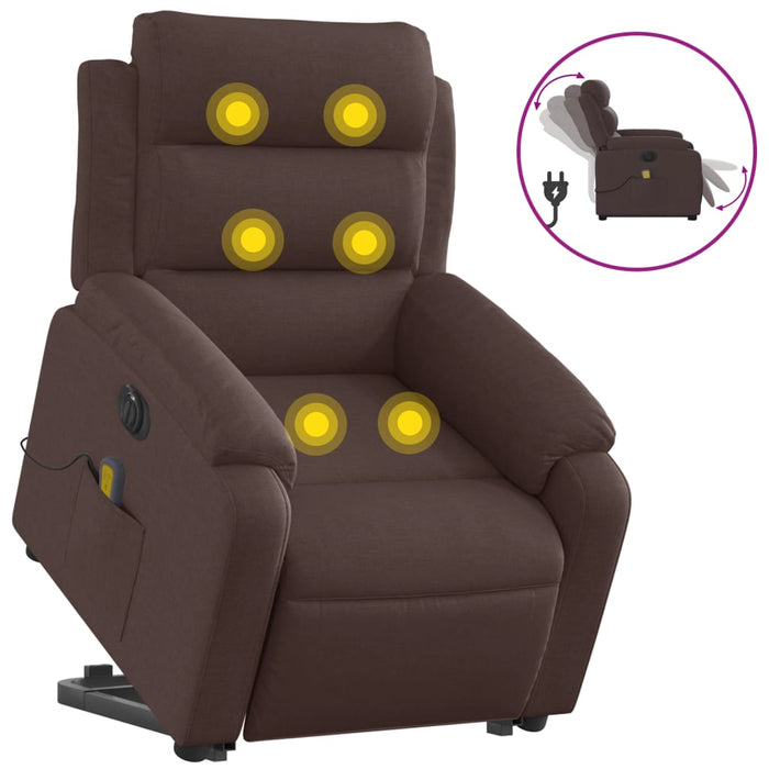 Fotoliu electric masaj rabatabil cu ridicare maro închis textil WALTI