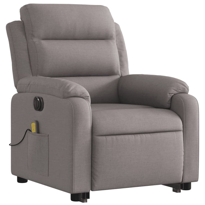 Fotoliu electric masaj rabatabil cu ridicare, gri taupe, textil WALTI
