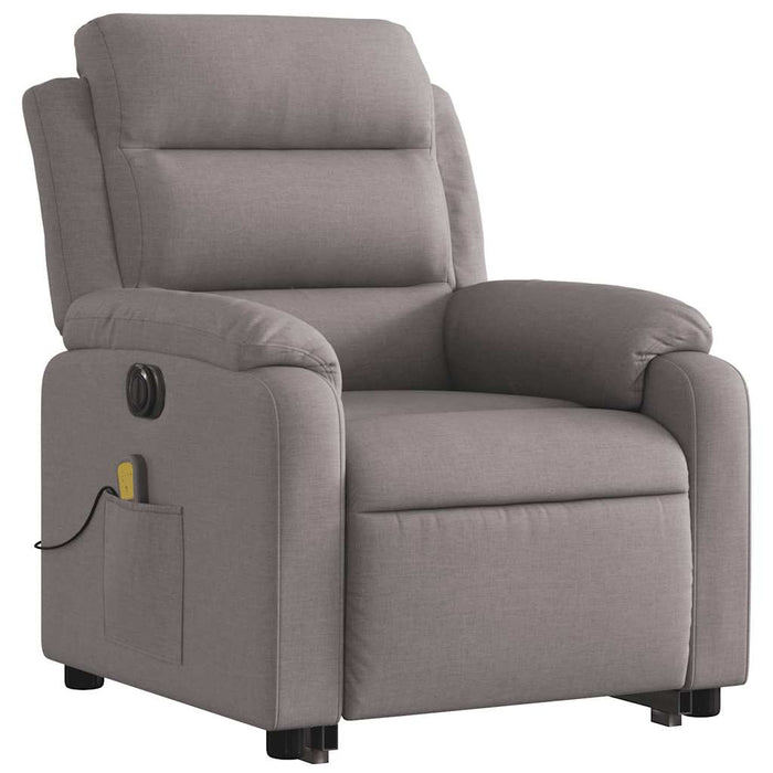 Fotoliu electric masaj rabatabil cu ridicare, gri taupe, textil WALTI