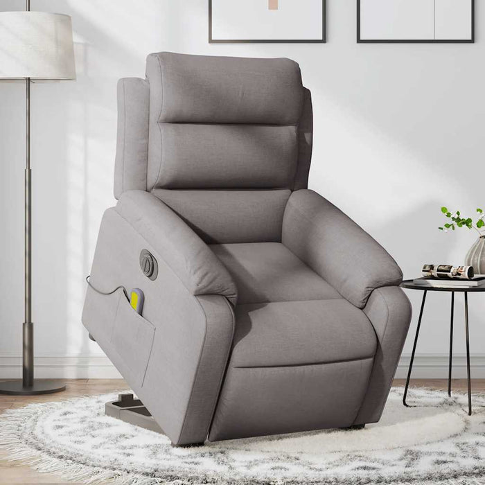Fotoliu electric masaj rabatabil cu ridicare, gri taupe, textil WALTI