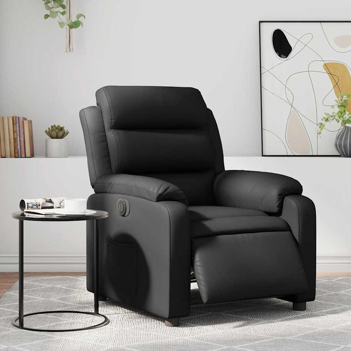Fotoliu rabatabil electric, negru, piele ecologică - WALTI WALTI