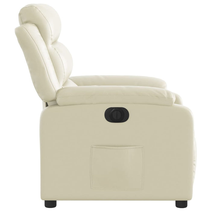 Fotoliu rabatabil electric, crem, piele ecologică WALTI