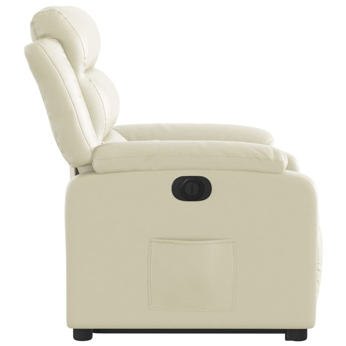 Fotoliu rabatabil electric cu ridicare, crem, piele ecologică WALTI