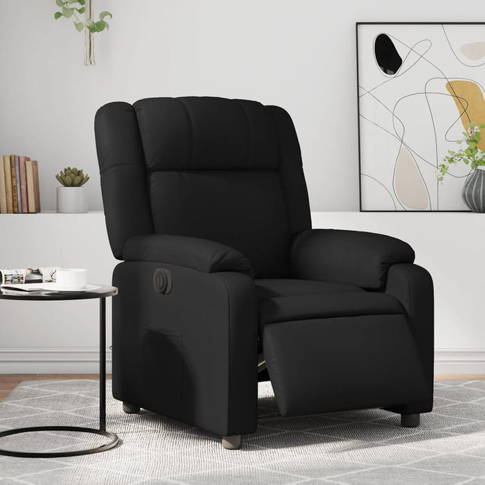 Fotoliu rabatabil electric, negru, piele ecologică - WALTI WALTI