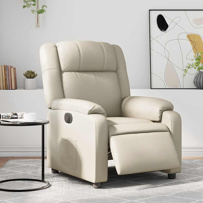 Fotoliu rabatabil electric, crem, piele ecologică - WALTI WALTI