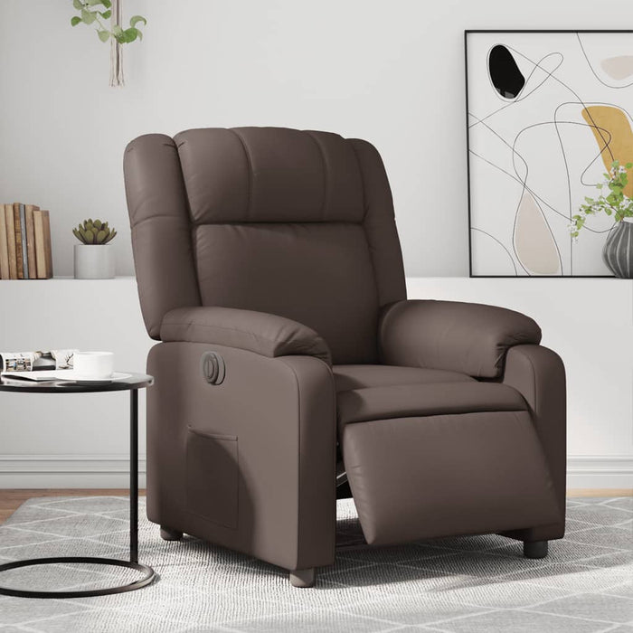 Fotoliu rabatabil electric, maro, piele ecologică WALTI