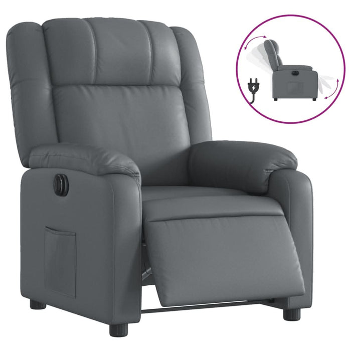 Fotoliu rabatabil electric, gri, piele ecologică - WALTI WALTI
