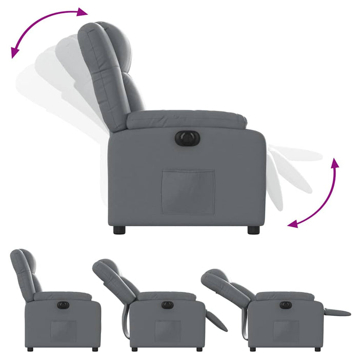 Fotoliu rabatabil electric, gri, piele ecologică - WALTI WALTI