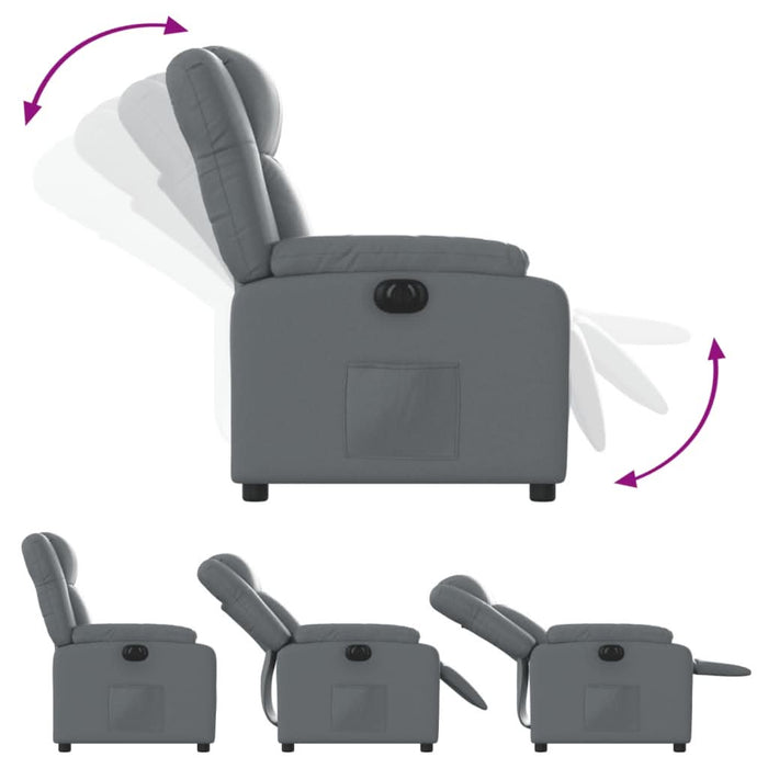 Fotoliu rabatabil electric, gri, piele ecologică - WALTI WALTI